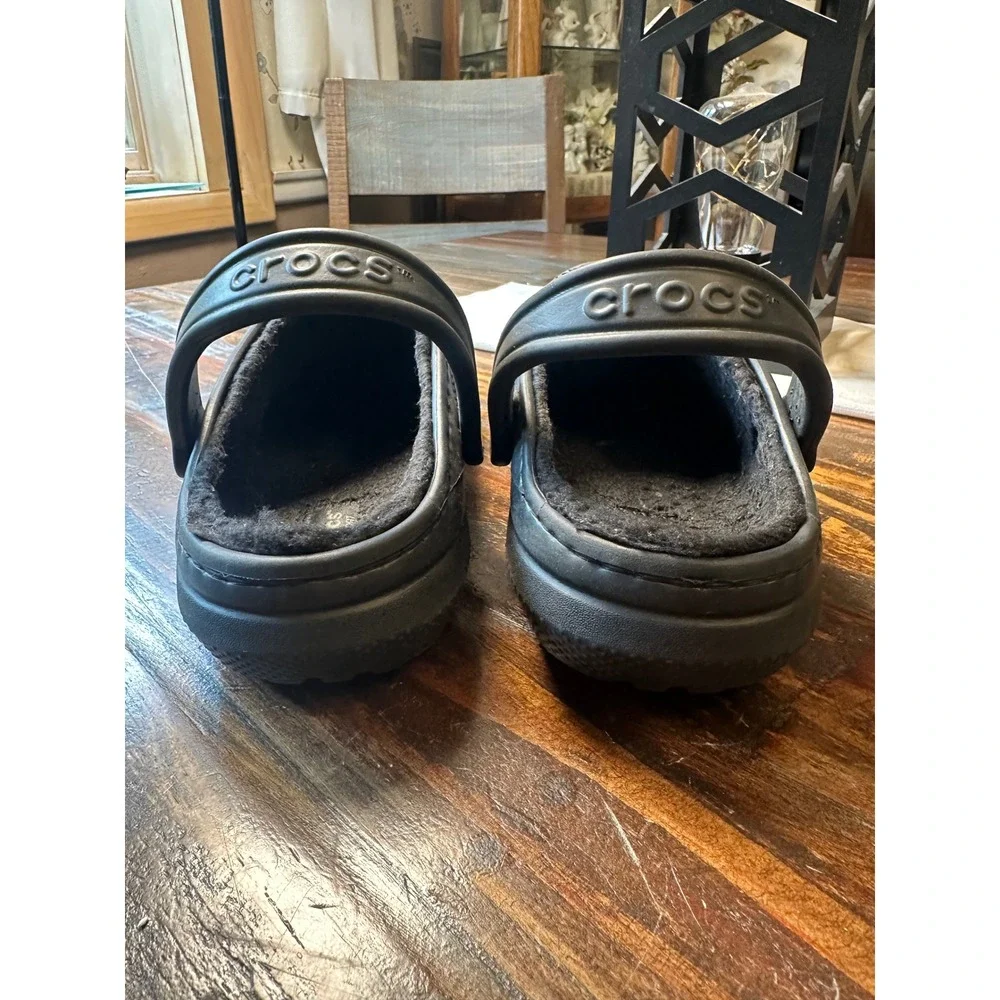 Crocs Classic Lined Clog Black Halloween Jibbitz Kids Size M4 W6 Cozy Slip On